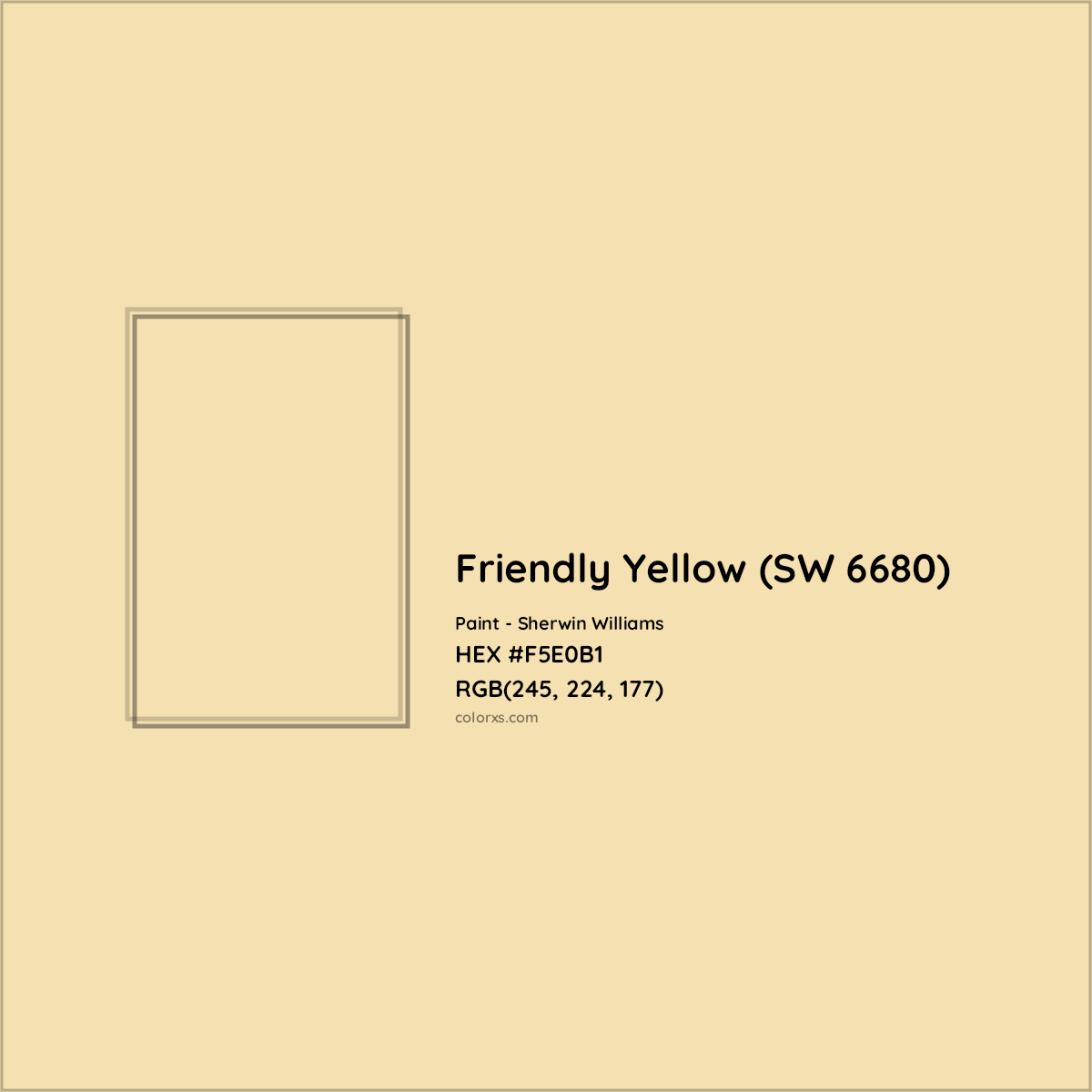 HEX #F5E0B1 Friendly Yellow (SW 6680) Paint Sherwin Williams - Color Code