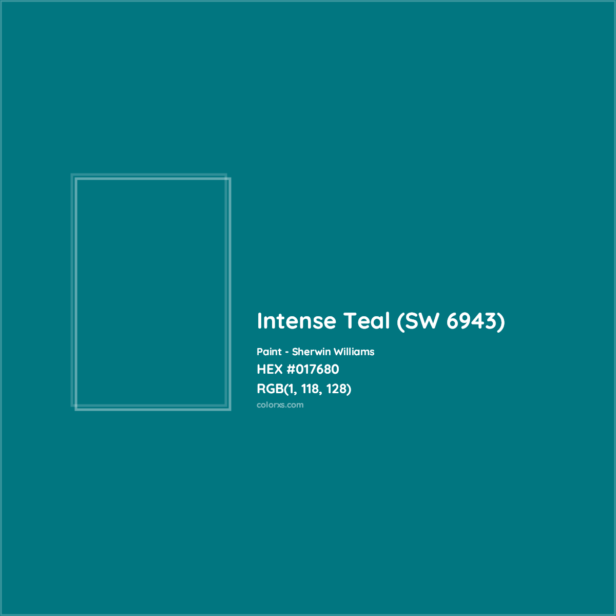 HEX #017680 Intense Teal (SW 6943) Paint Sherwin Williams - Color Code