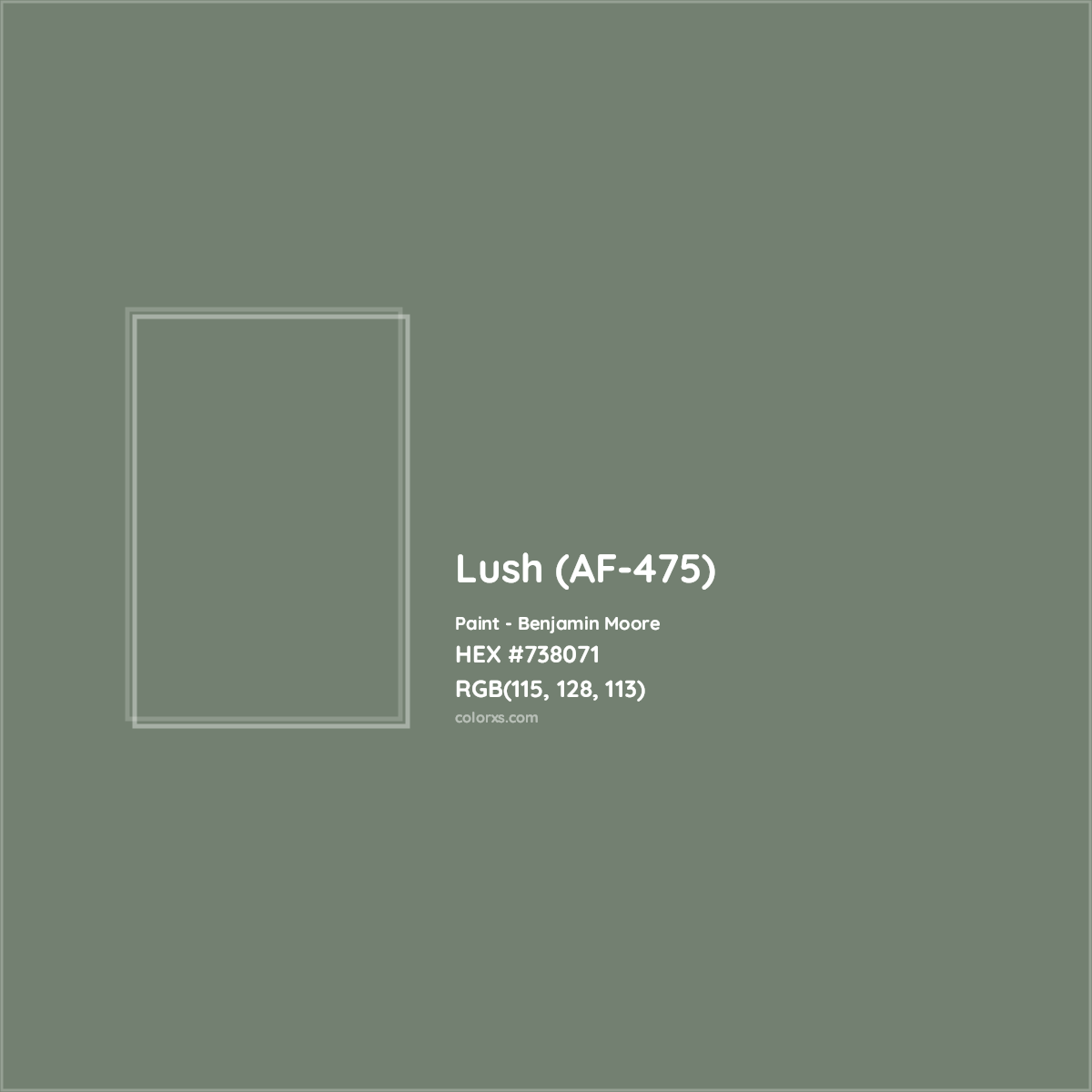 HEX #738071 Lush (AF-475) Paint Benjamin Moore - Color Code