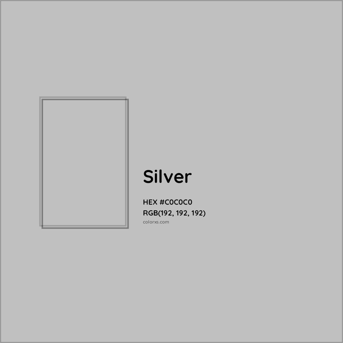 HEX #C0C0C0 Silver Color - Color Code