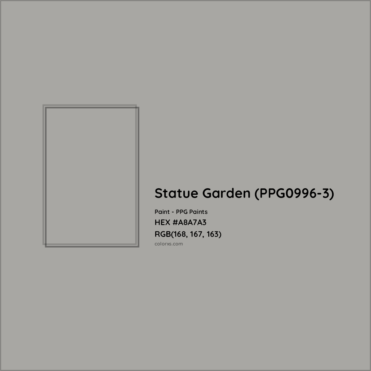 HEX #A8A7A3 Statue Garden (PPG0996-3) Paint PPG Paints - Color Code