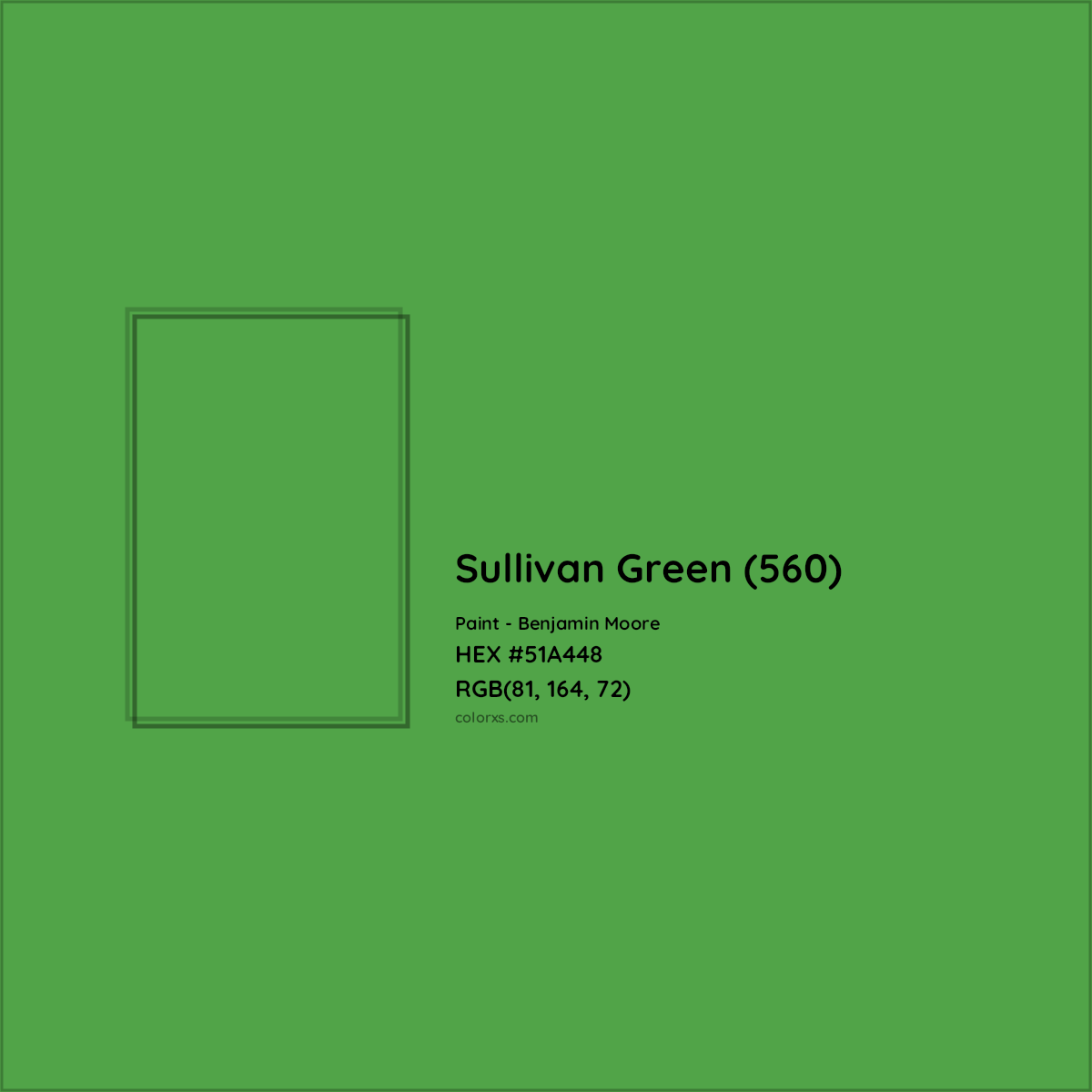 HEX #51A448 Sullivan Green (560) Paint Benjamin Moore - Color Code