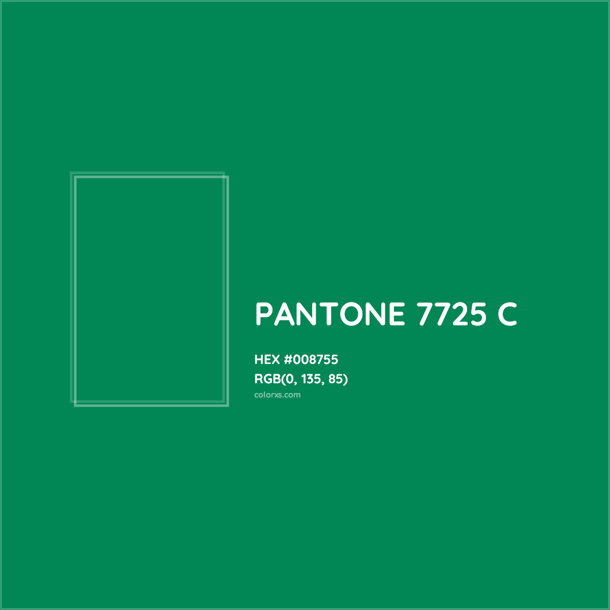 HEX #008755 PANTONE 7725 C CMS Pantone PMS - Color Code