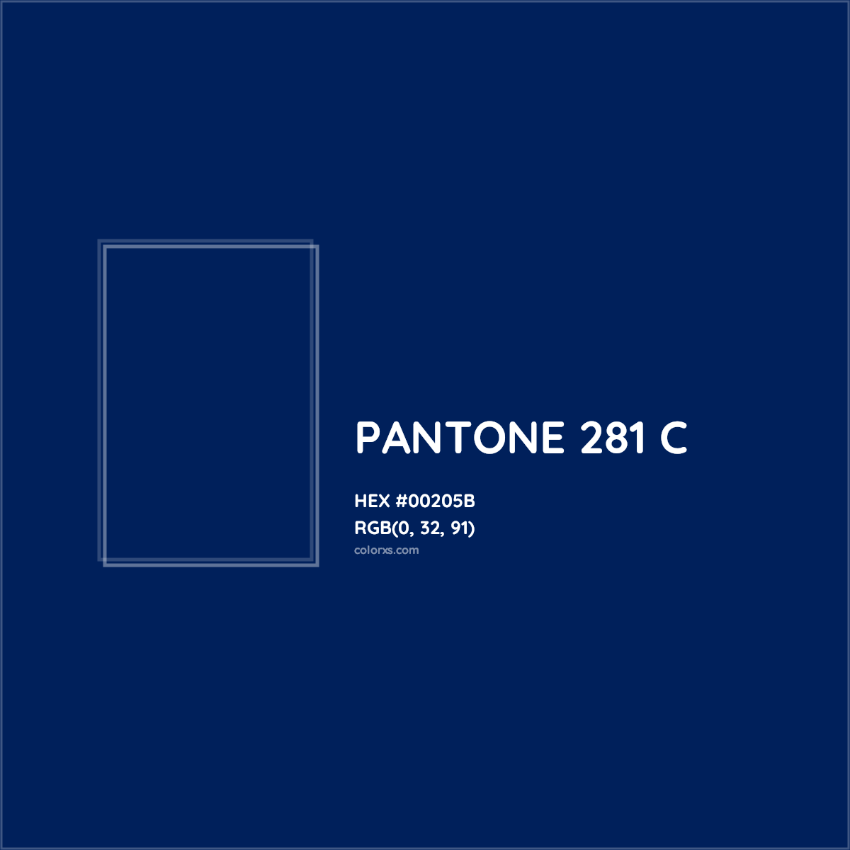 HEX #00205B PANTONE 281 C CMS Pantone PMS - Color Code