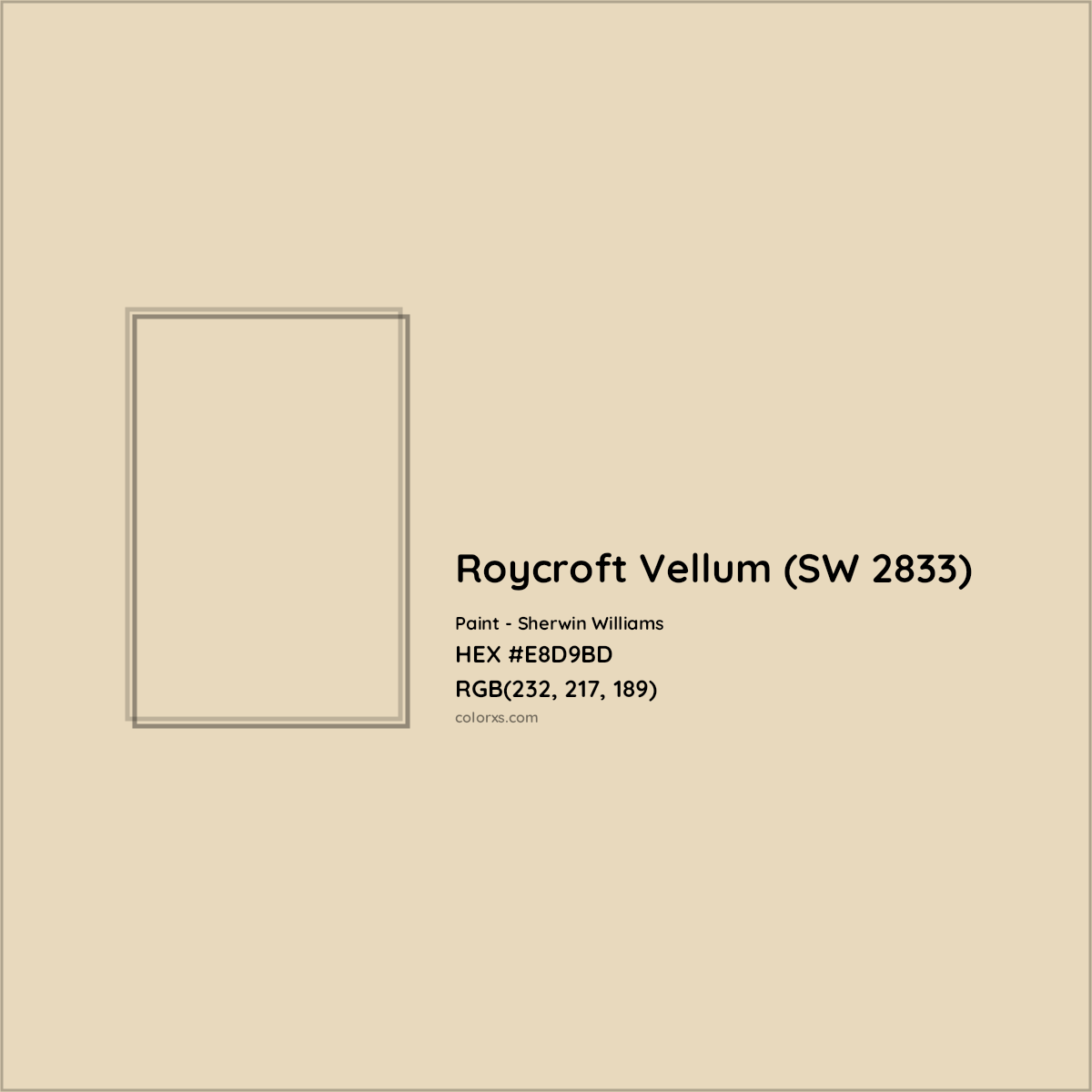 HEX #E8D9BD Roycroft Vellum (SW 2833) Paint Sherwin Williams - Color Code