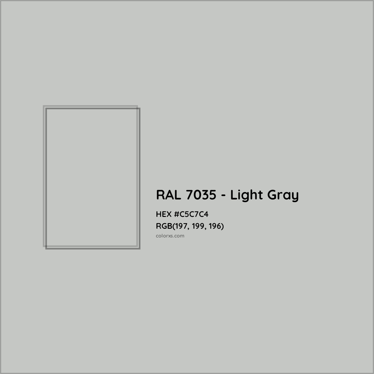 HEX #C5C7C4 RAL 7035 - Light Gray CMS RAL Classic - Color Code