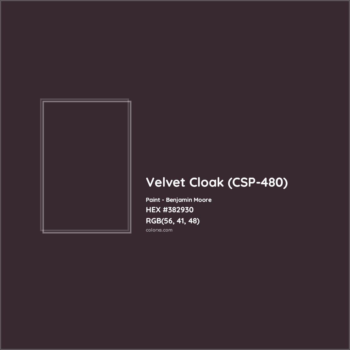 HEX #382930 Velvet Cloak (CSP-480) Paint Benjamin Moore - Color Code