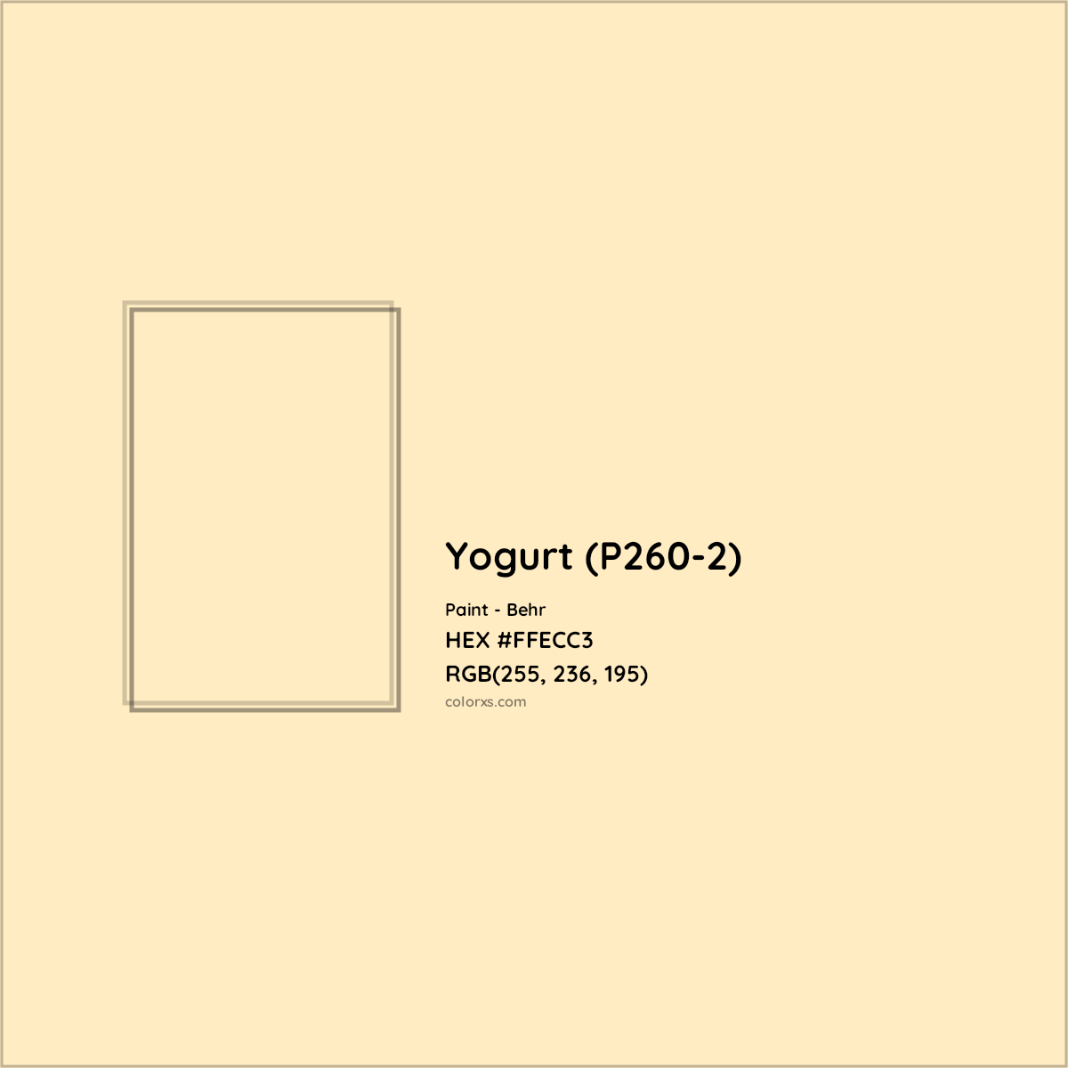 HEX #FFECC3 Yogurt (P260-2) Paint Behr - Color Code