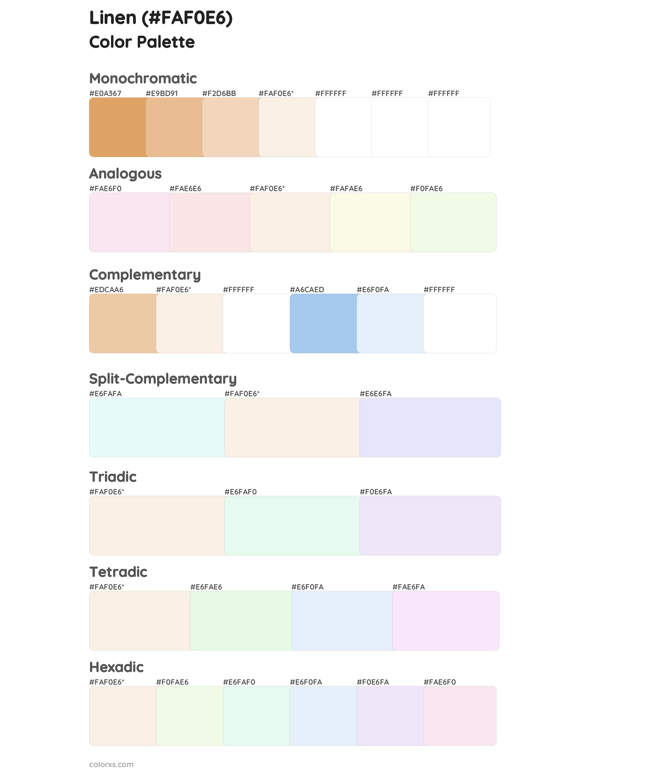 Linen Color Scheme Palettes