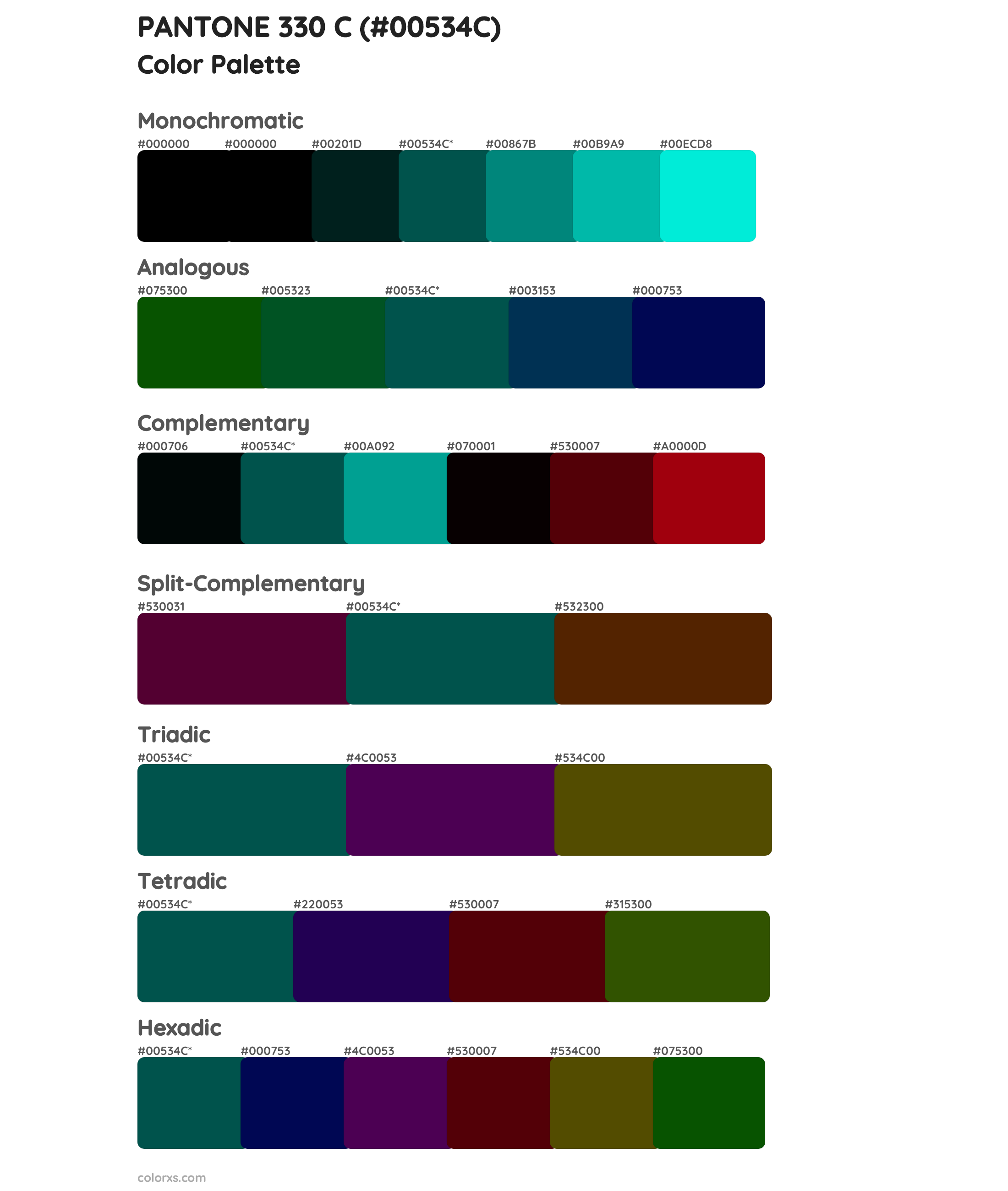 PANTONE 330 C Color Scheme Palettes