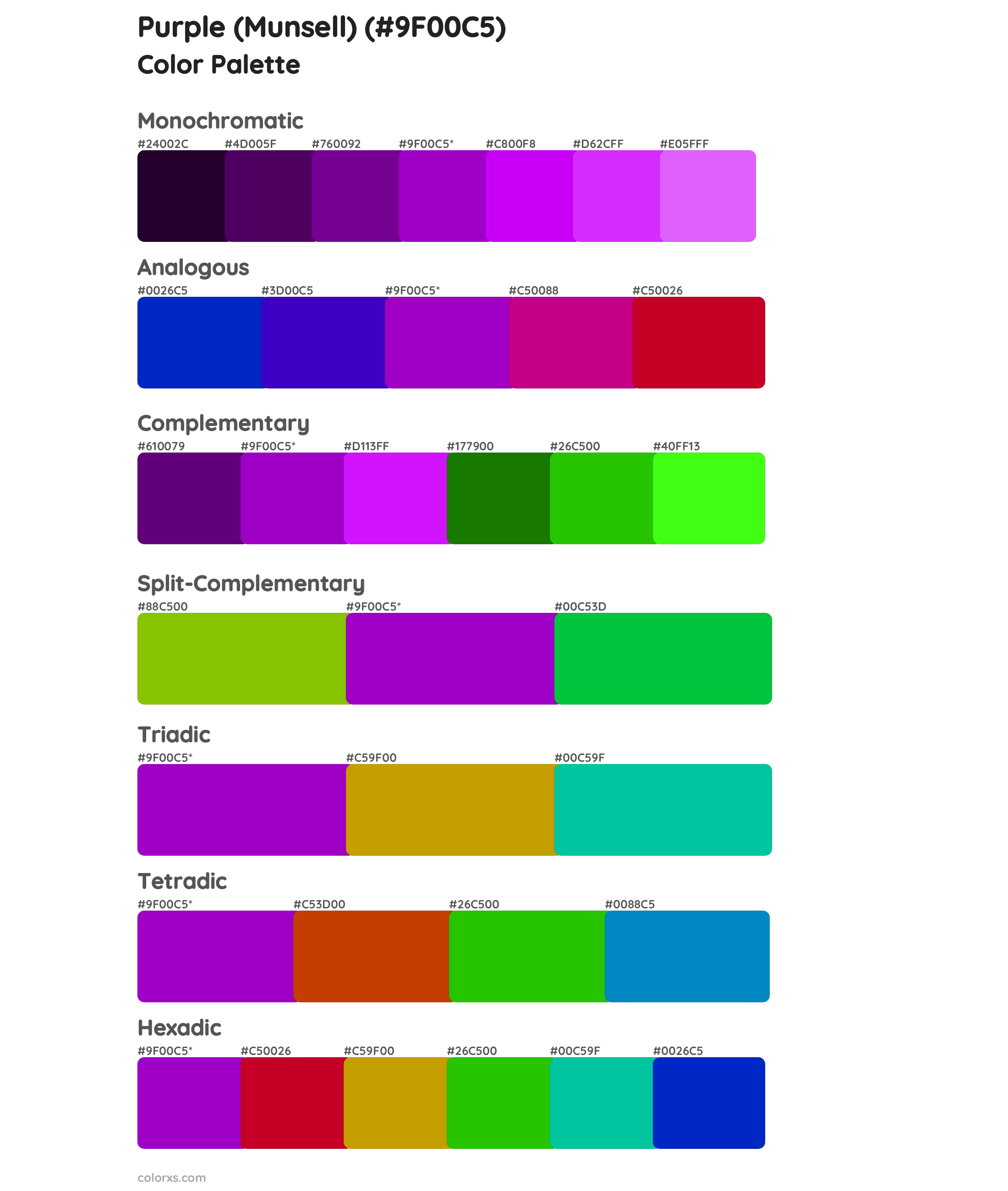 Purple (Munsell) Color Scheme Palettes