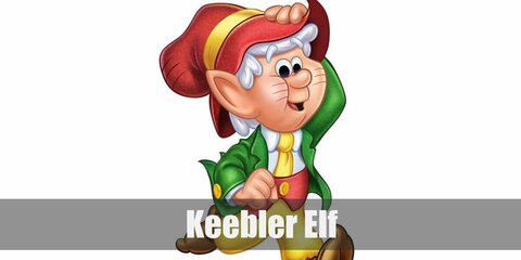 Keebler Elf's costume involves a green jacket and yellow shorts! He also has a yellow necktie which he paired with a red hat and vest!