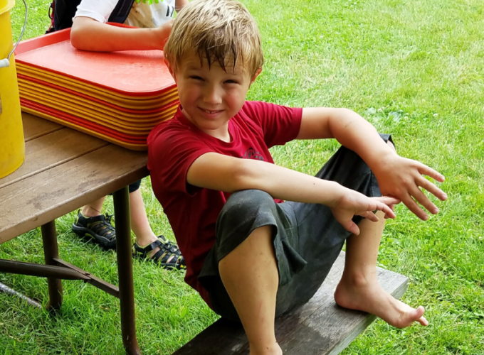 Kid resting after doing many crafts for kids