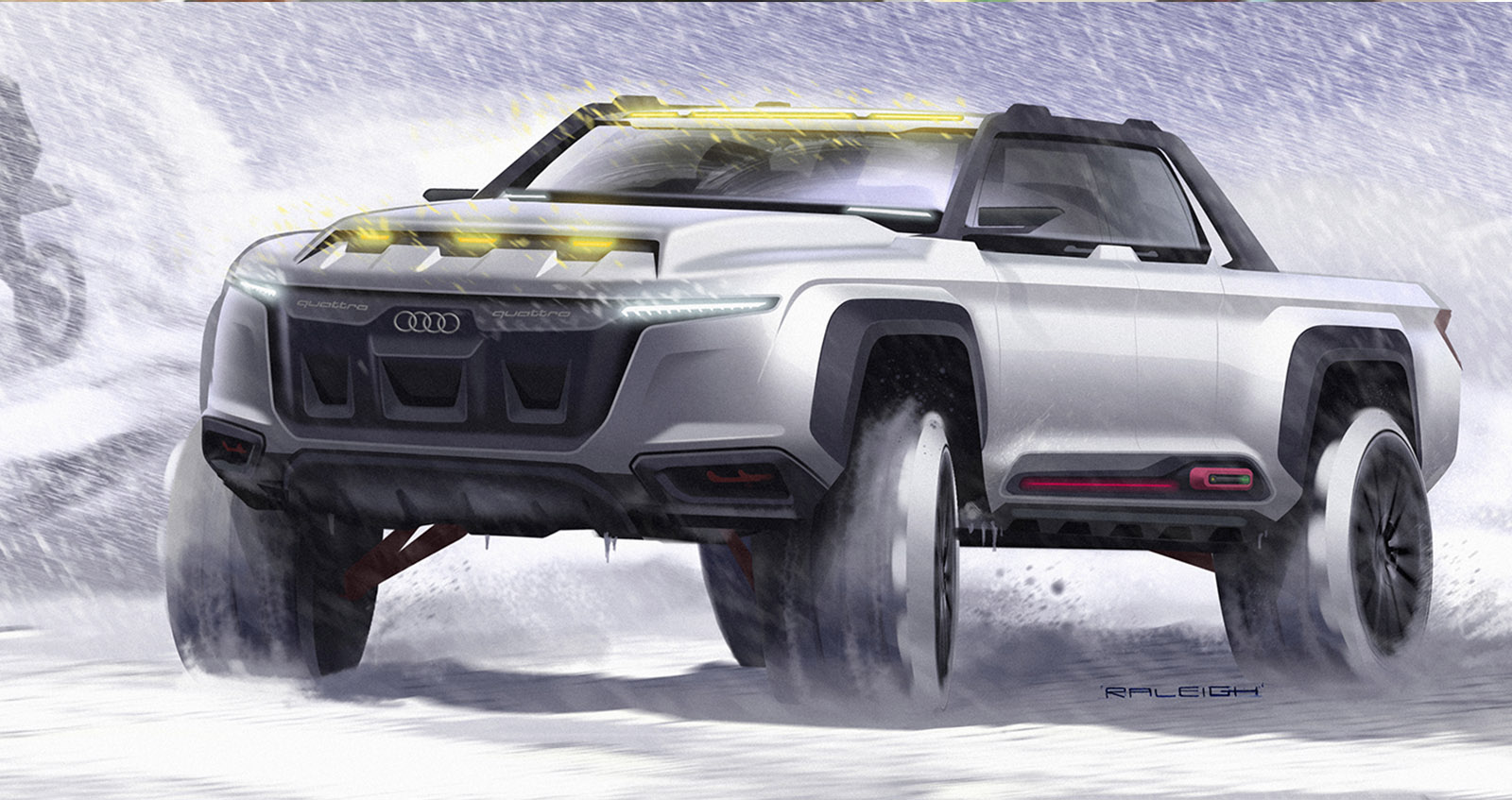 Audi กระบะ Unibody ภาพร่างโดย Raleigh Haire