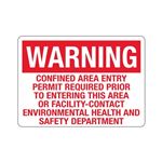 Warning Confined Area Entry Permit Reqd. Prior To Entering Sign