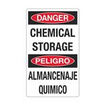 Danger Chemical Storage/ Peligro Almancenaje Quimico 12" x 20" Sign