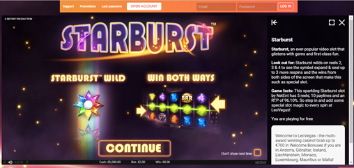 starburst free spins