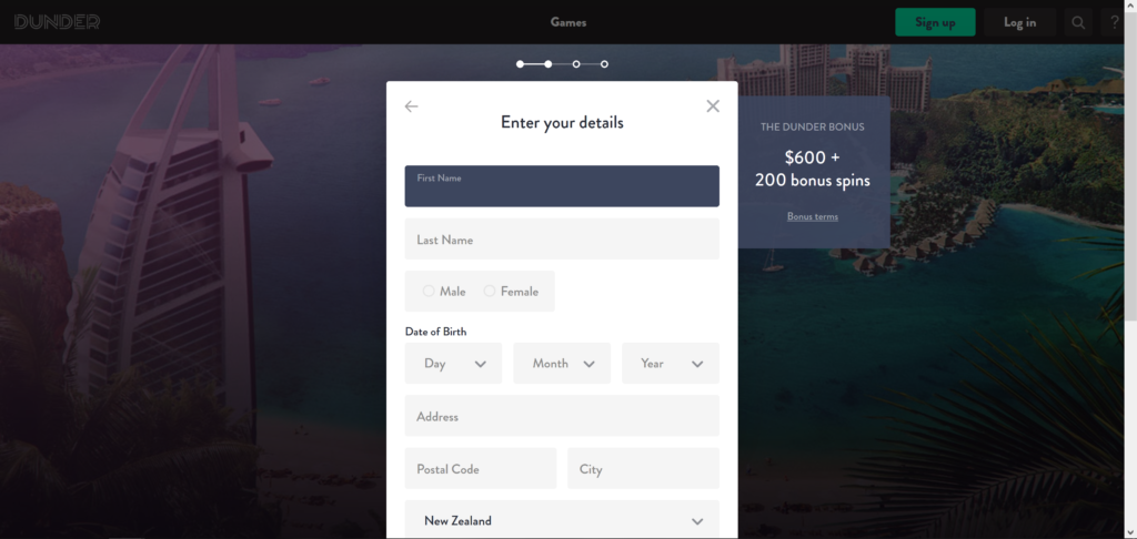 dunder casino sign up