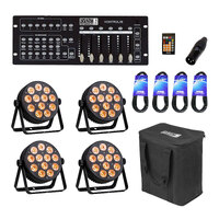 Eventec KONTROL36 with 4x LED RGBWAU Par Light with Carry Bag and Cables