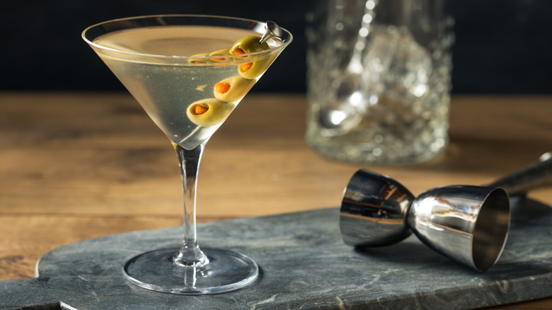 Dirty martini with olives