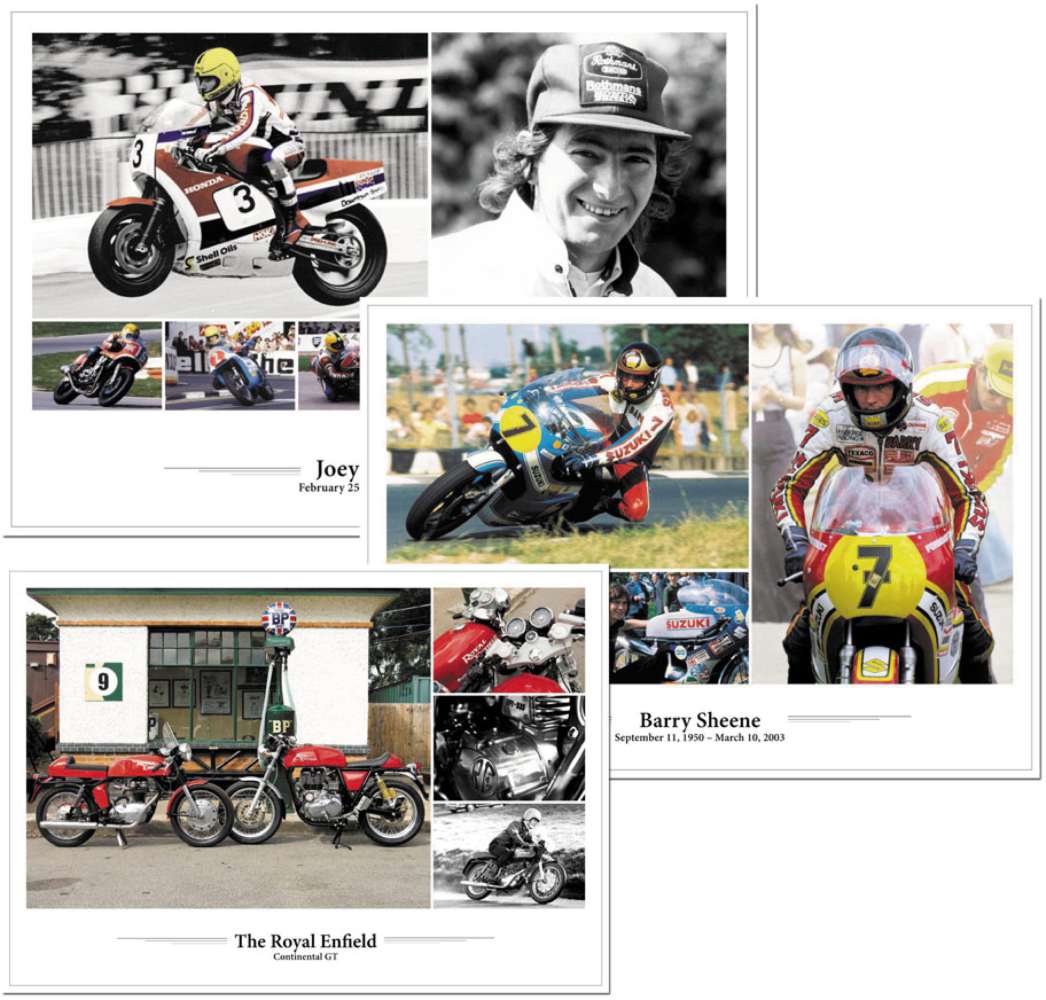 Joey Dunlop, Barry Sheene & Royal Enfield - Set of A3 Posters / Prints