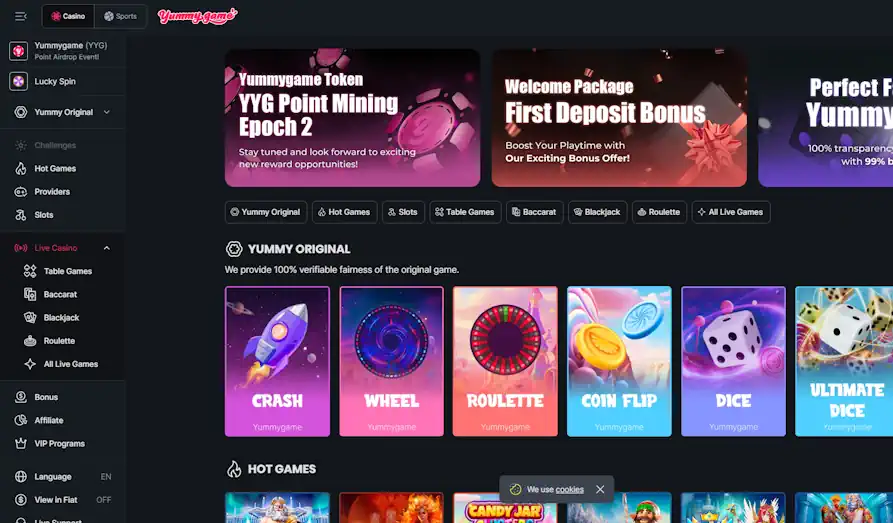 Main screenshot image for Yummy Game Casino