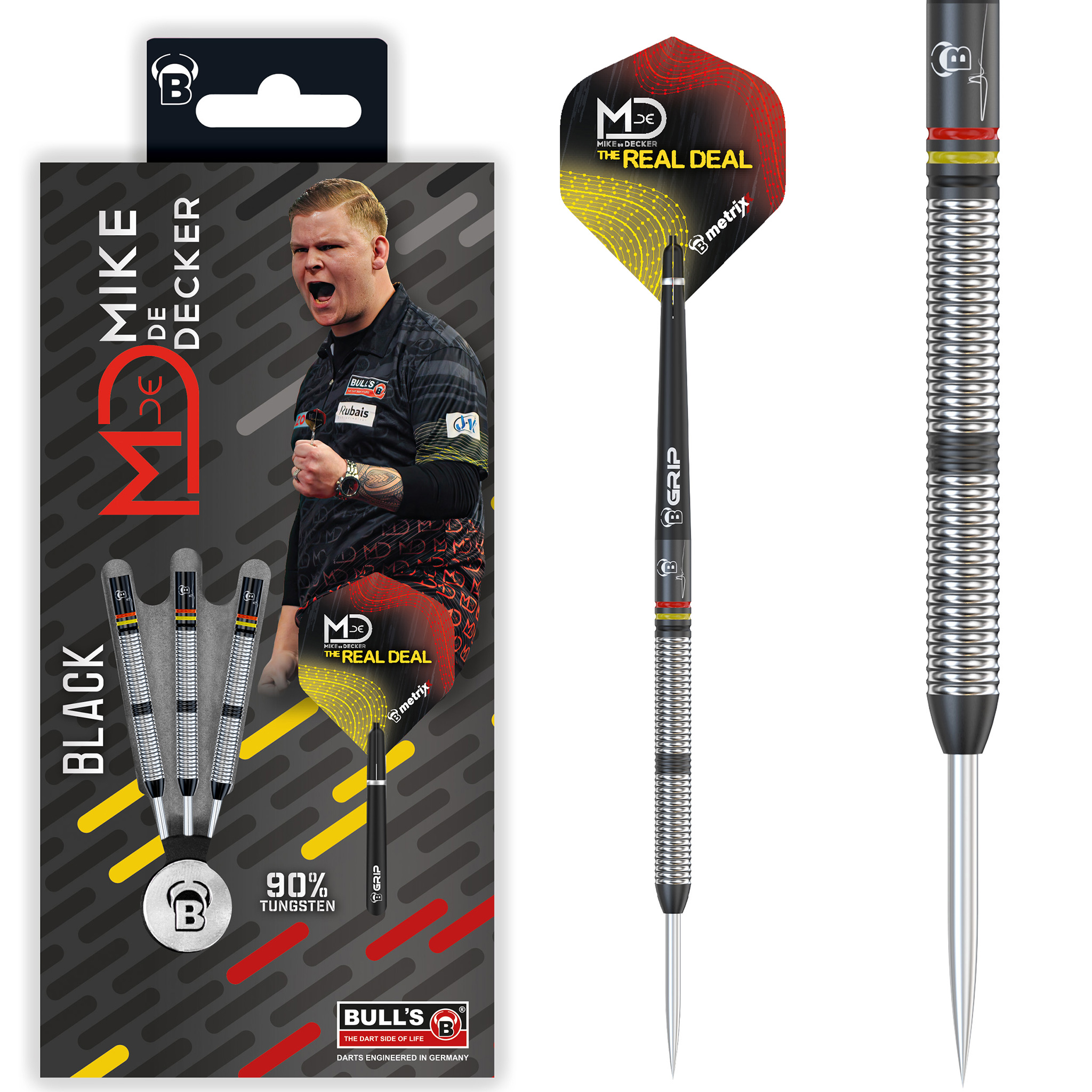 Mike De Decker Black Edition 90% Tungsten Steel Tip Darts set