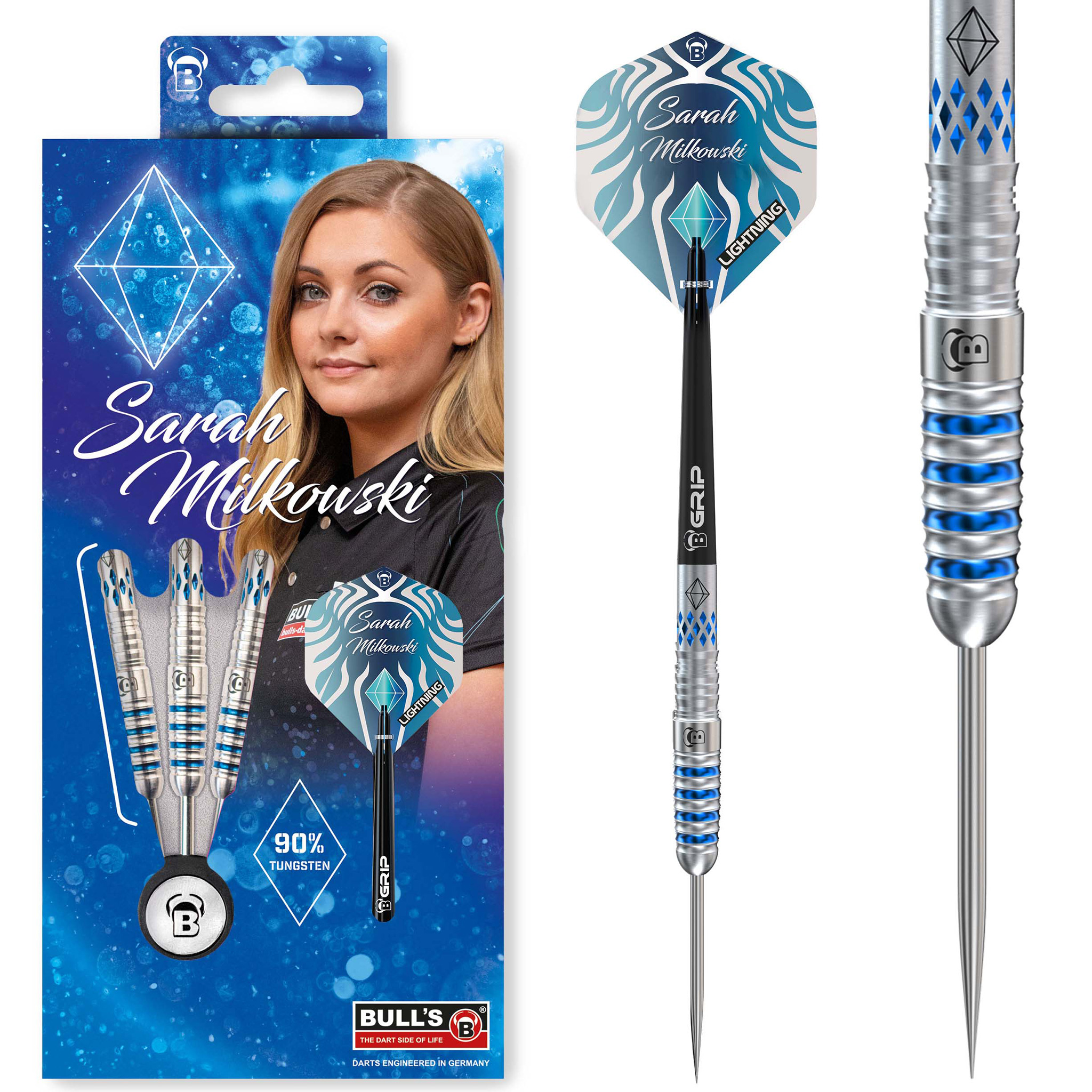 Sarah Milkowski Sapphire 90% Tungsten Steel Tip Darts set 22g