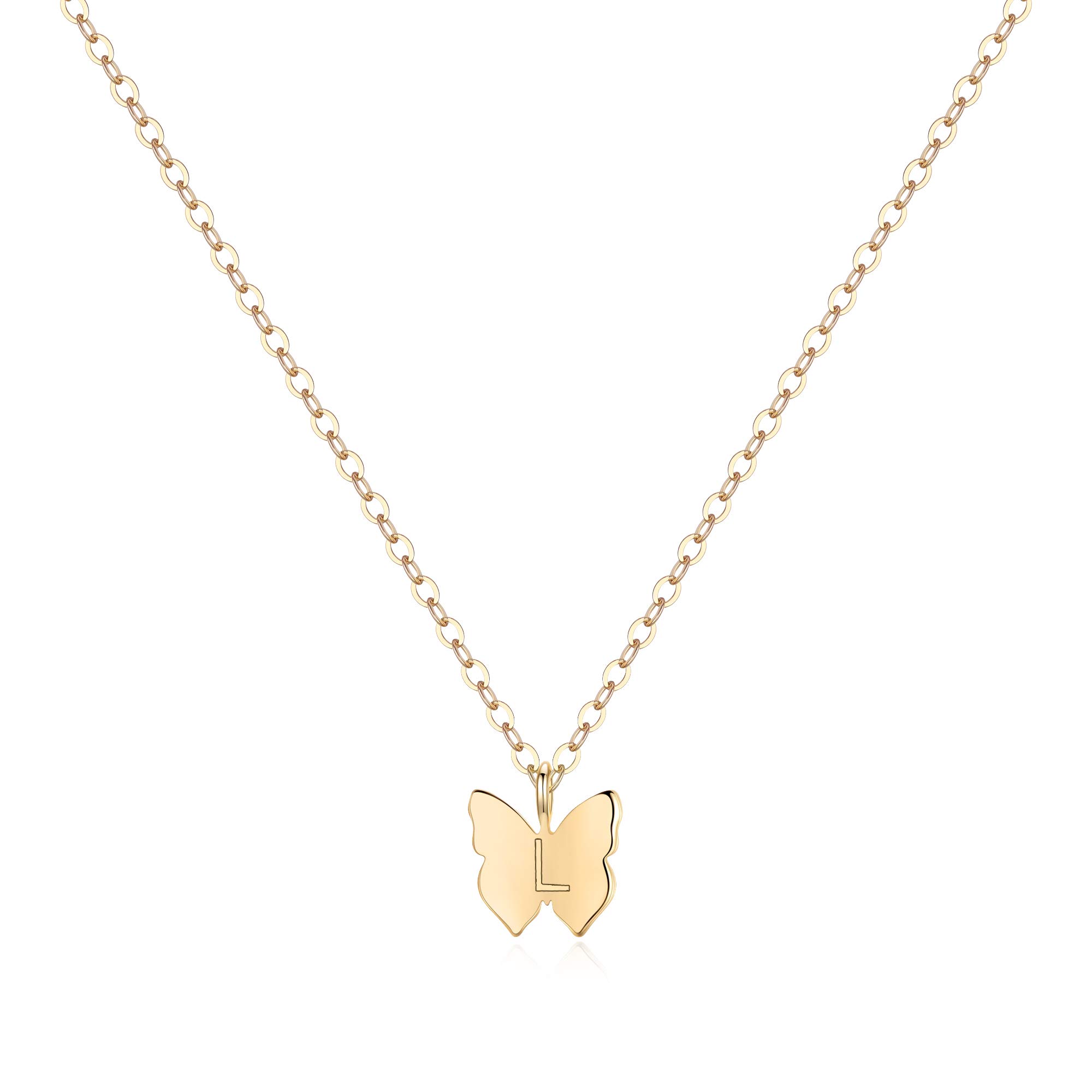 Initial Butterfly Necklaces for Girls - Dainty 14K Gold Filled Handmade Personalized Letter Butterfly Choker Necklaces for Women Girls Jewelry Gifts