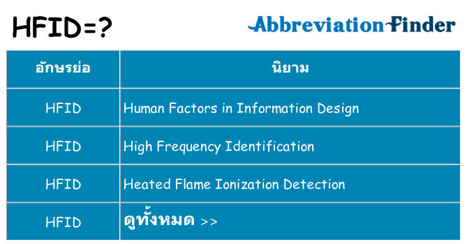 อะไรไม่ hfid ถึง