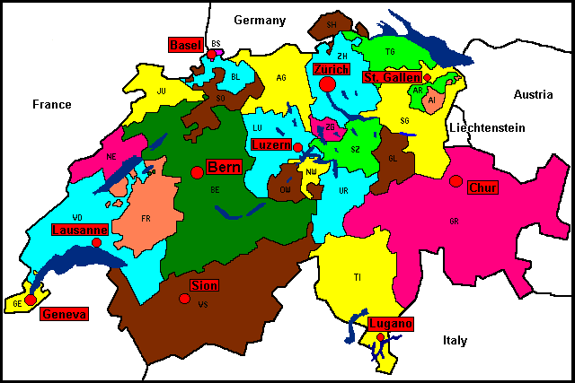 Swiss Map with cantons