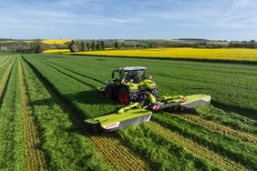 The Disco 9300 mower on a Claas tractor