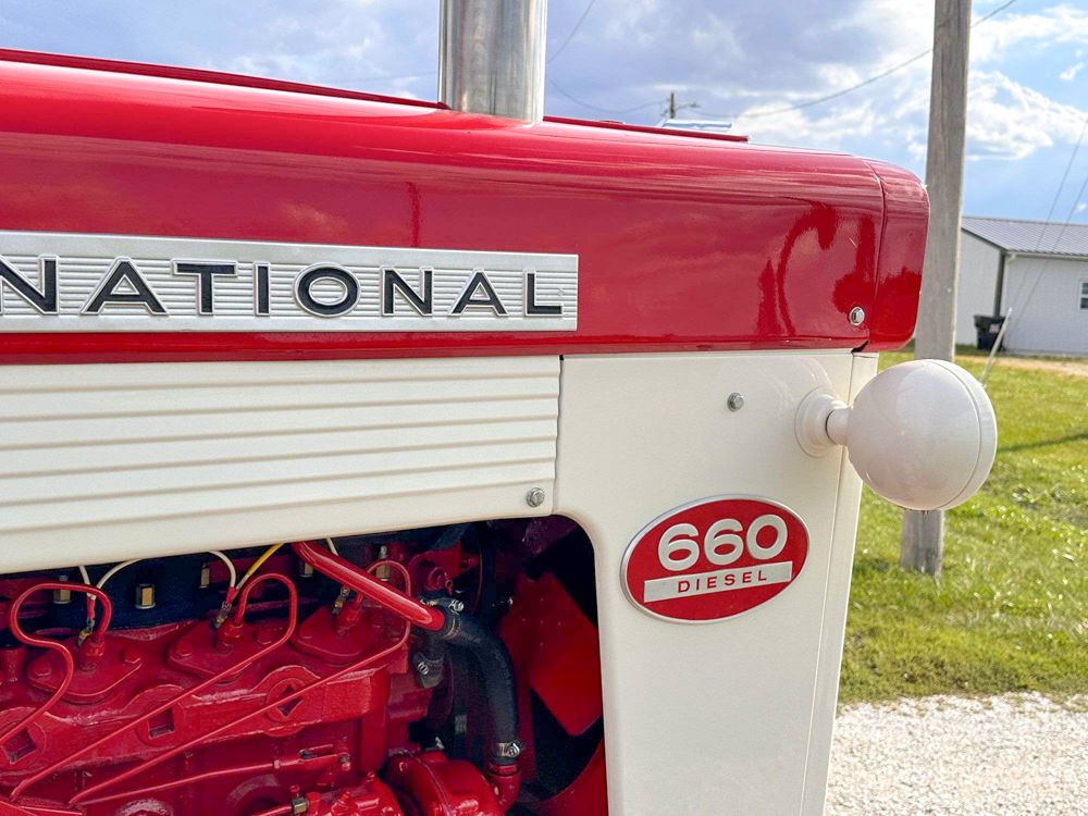 The badging on the IH 660 tractor