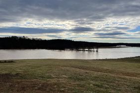 A flooded farm field along the river in North Carolina