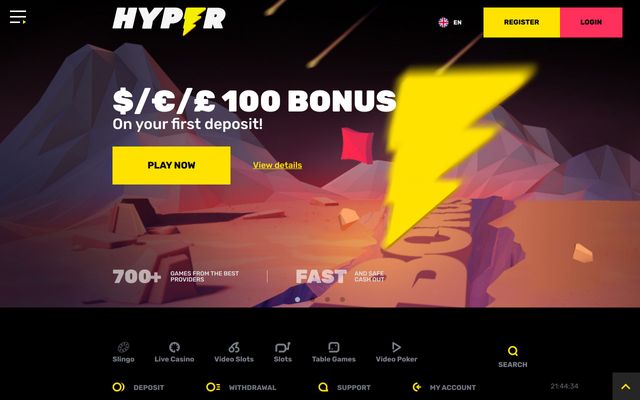Hyper Casino Homepage Image