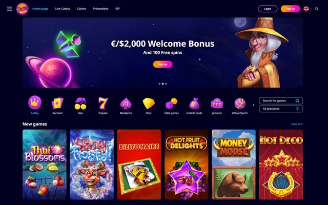 PlanetSpin Casino Homepage Image