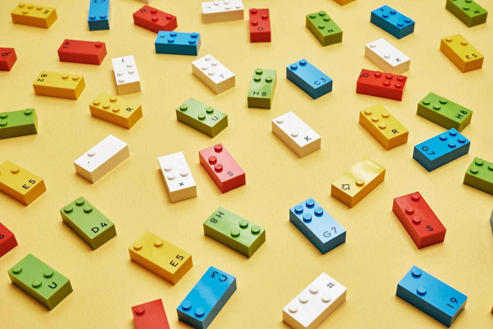 LEGO Braille Bricks on a table