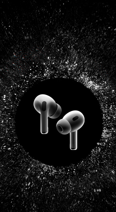 AirPods Pro suspensos no ar.