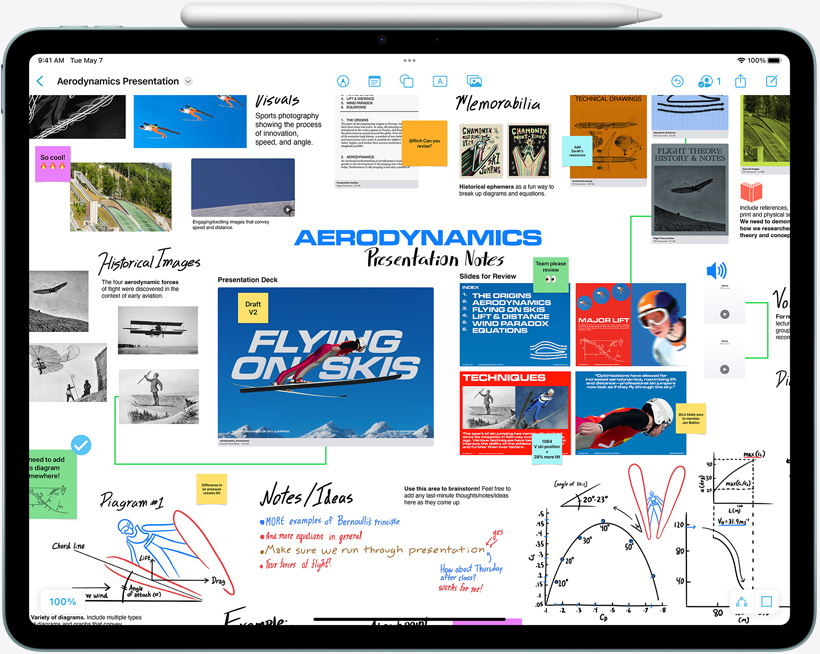 iPad Air i horisontellt läge med Apple Pencil Pro fäst vid kanten