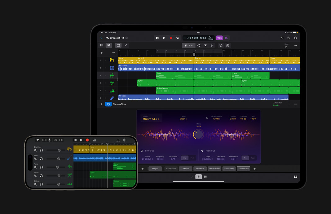 Importieren von Projekten aus GarageBand in Logic Pro für iPad.