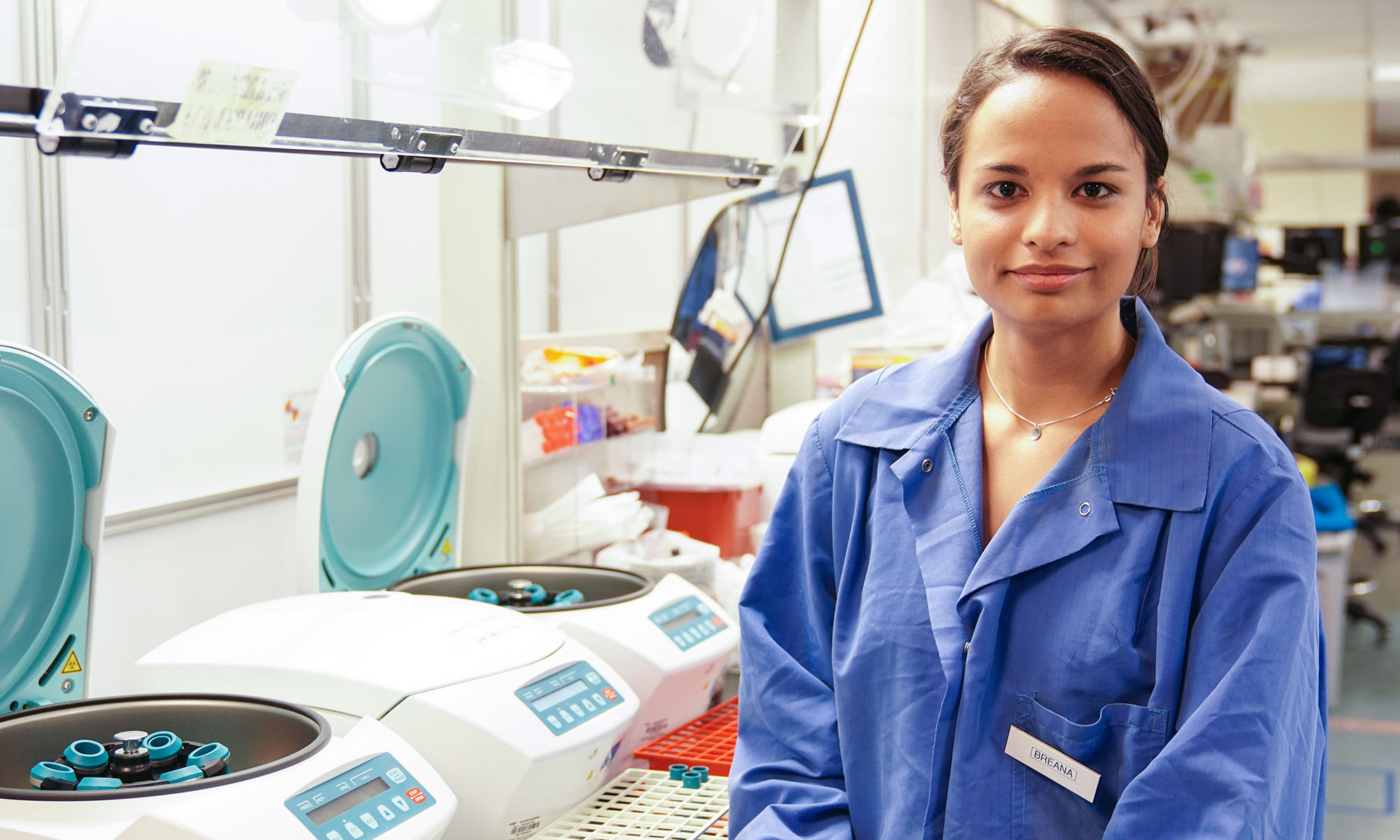 Breana Stokes Near Centrifuges