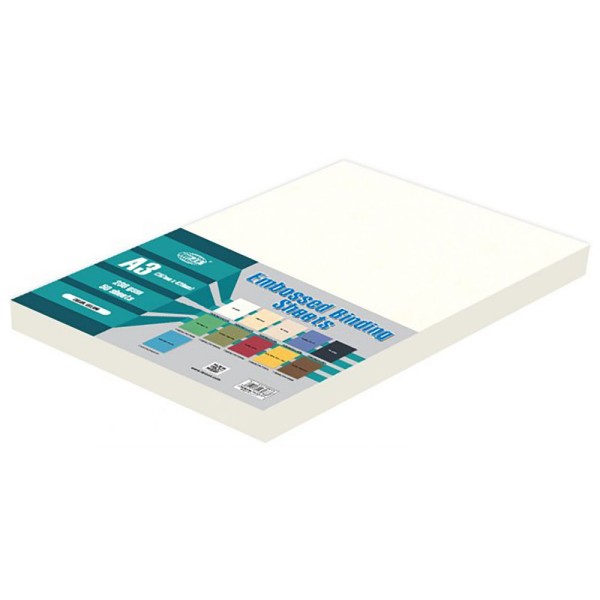 FIS Embossed Binding Sheet A3 230 gsm FSBDE230A3WH - White (pkt/50s)