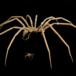 A picture of two sea spiders against a black background