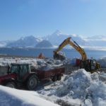 BAM diggers moving snow for the new Discovery Building