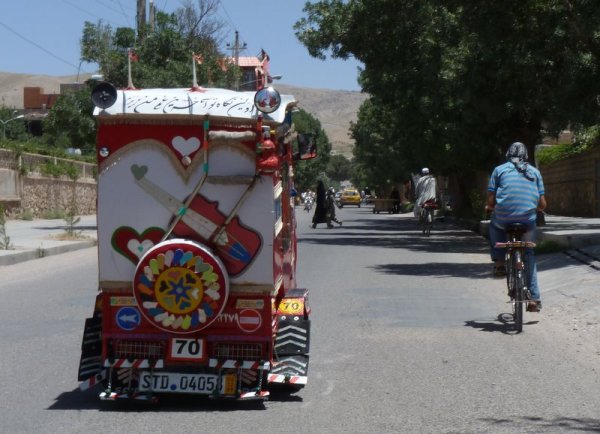 Guitars appear on dozens of Herat's motor-rickshaws