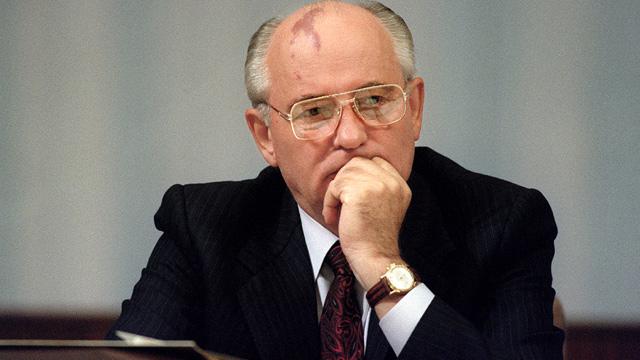 Mikhail Gorbachev in reflective mood at Congress of People's Deputies, Moscow, 1991