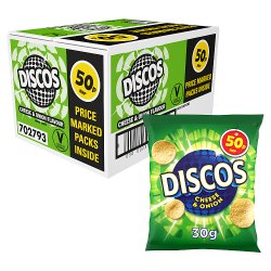 Discos Cheese & Onion Crisps 30g, 50p PMP