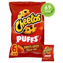 Cheetos Puffs Sweet & Spicy Multipack Snacks Crisps 6 x 13g