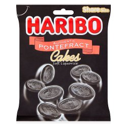 HARIBO Pontefract Cakes Chewy Liquorice Sweets Sharing Bag 160g