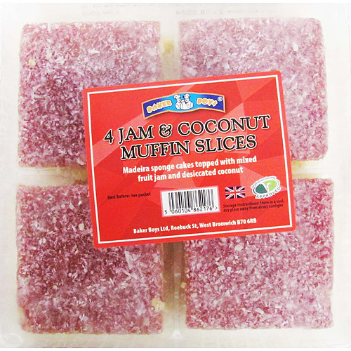 Baker Boys Jam & Coconut Muffin Slices